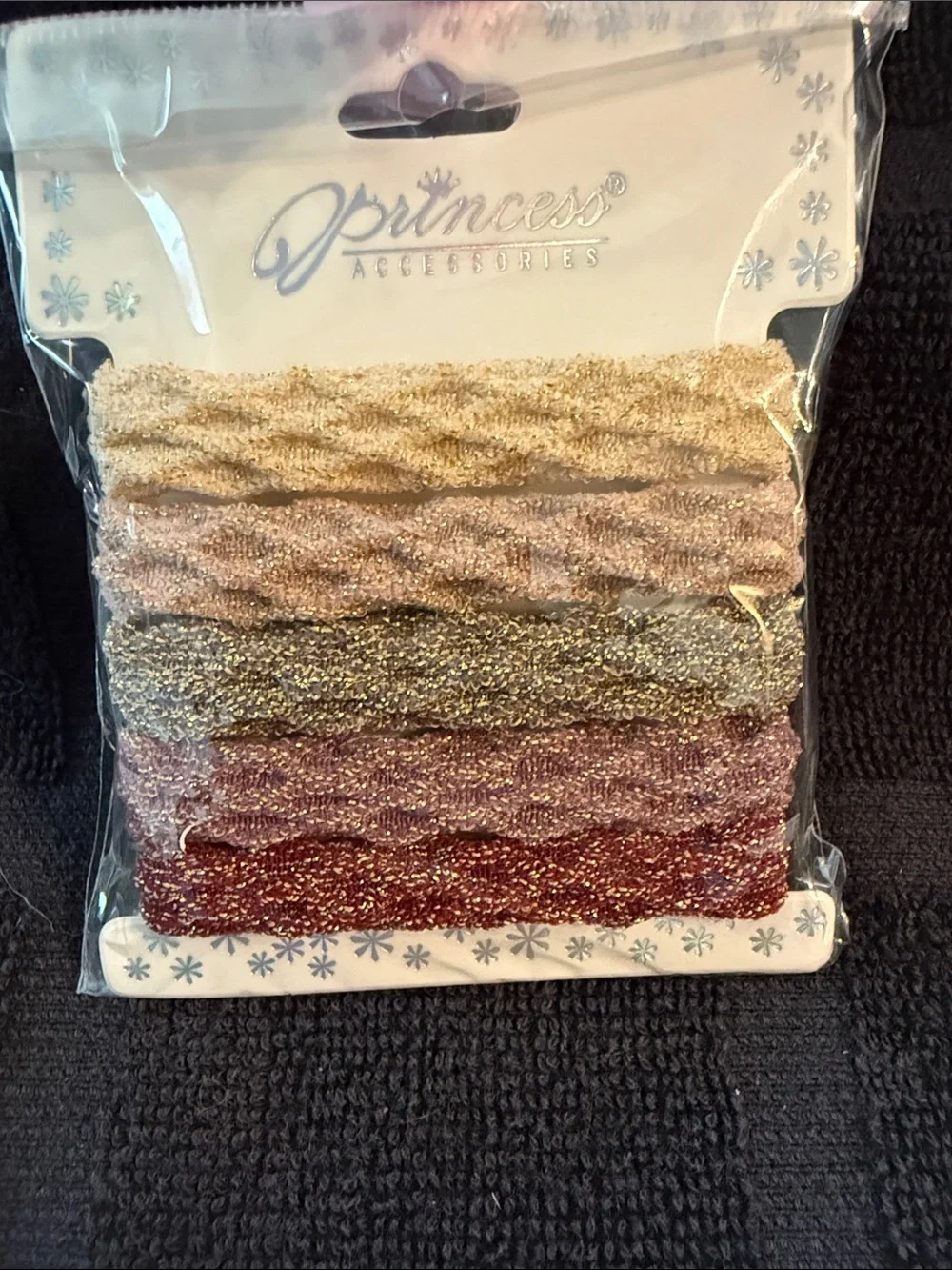 Metallic Glitter Stretch Hair Bands - Gold, Rose Gold, Green, Pink, Burgundy